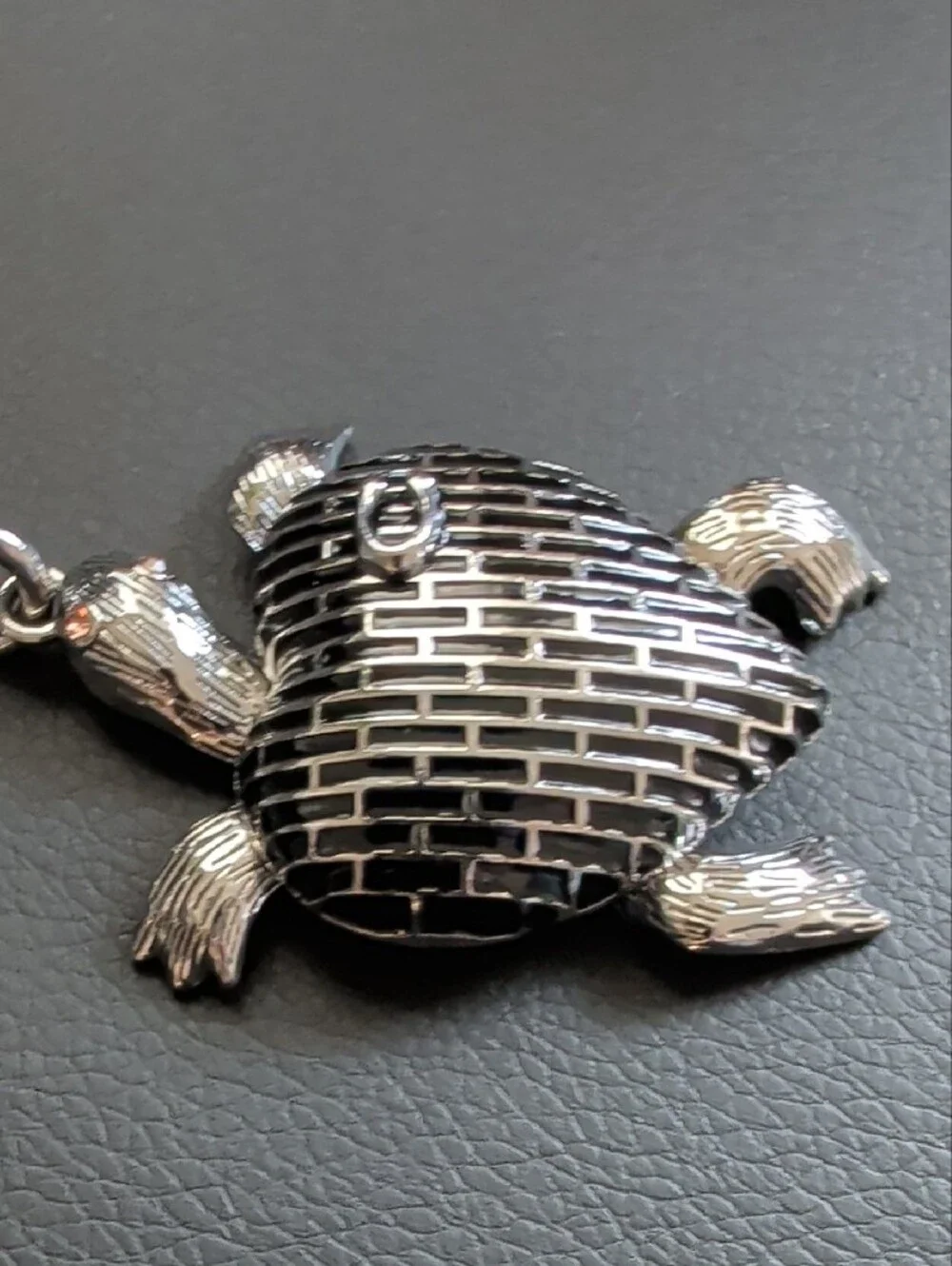 Turtle Keychain With Silver Hardware NWOT